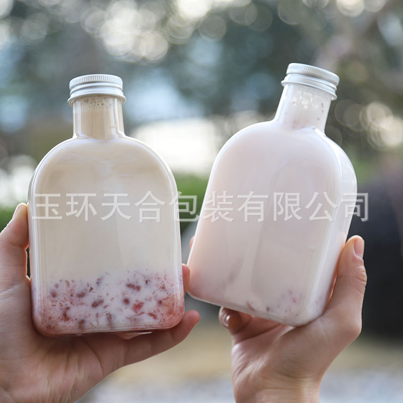 350ml冷泡茶 果汁冷饮瓶pet透明加厚瓶 食品级一次性密封小扣瓶