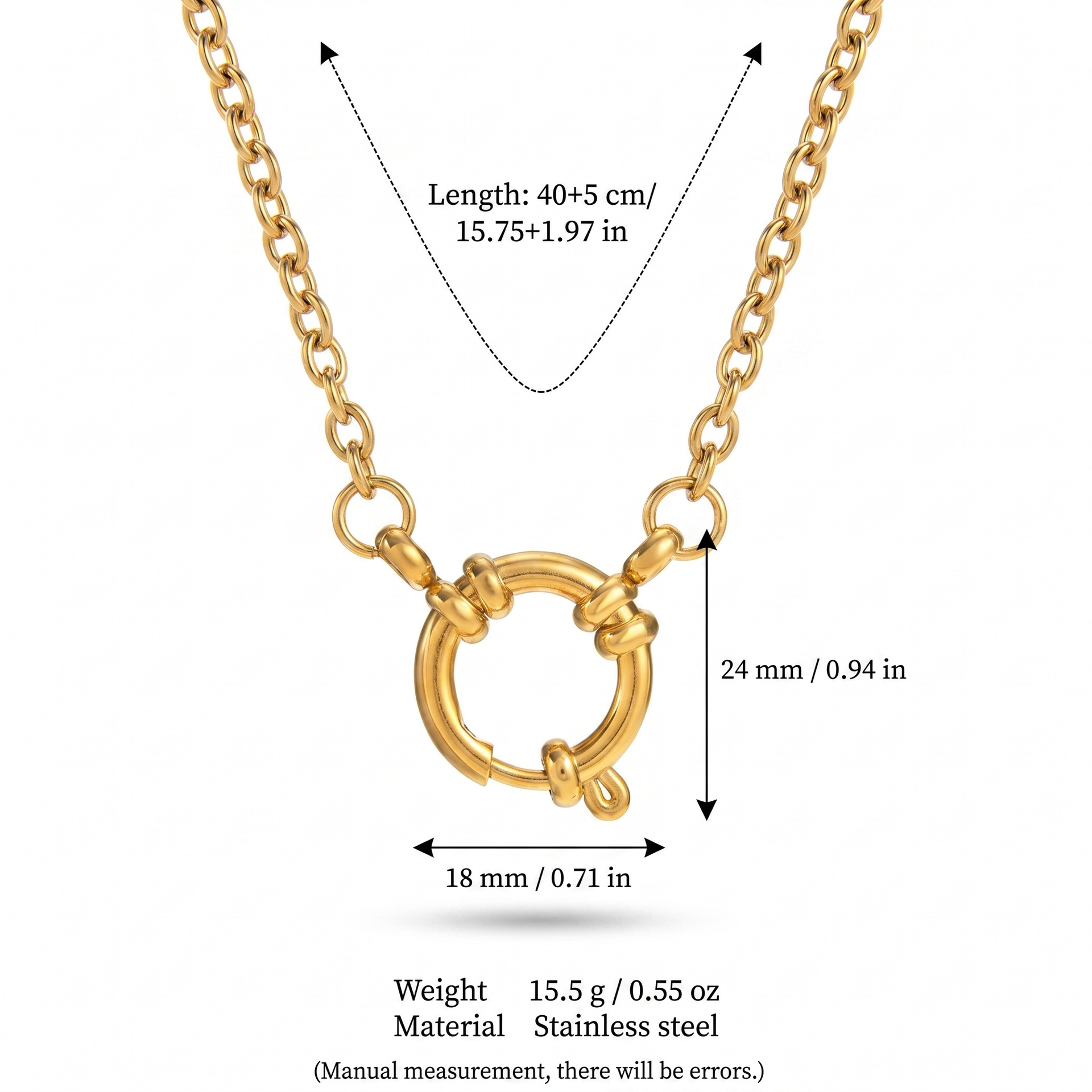 Boucle de marin 18mm Chaîne de perle ronde