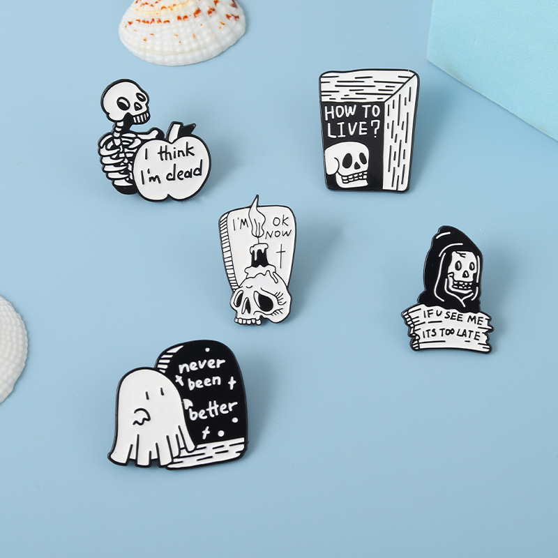Alloy Material Funny Pin Ghost Alloy Asymmetrical Enamel Unisex Brooches
