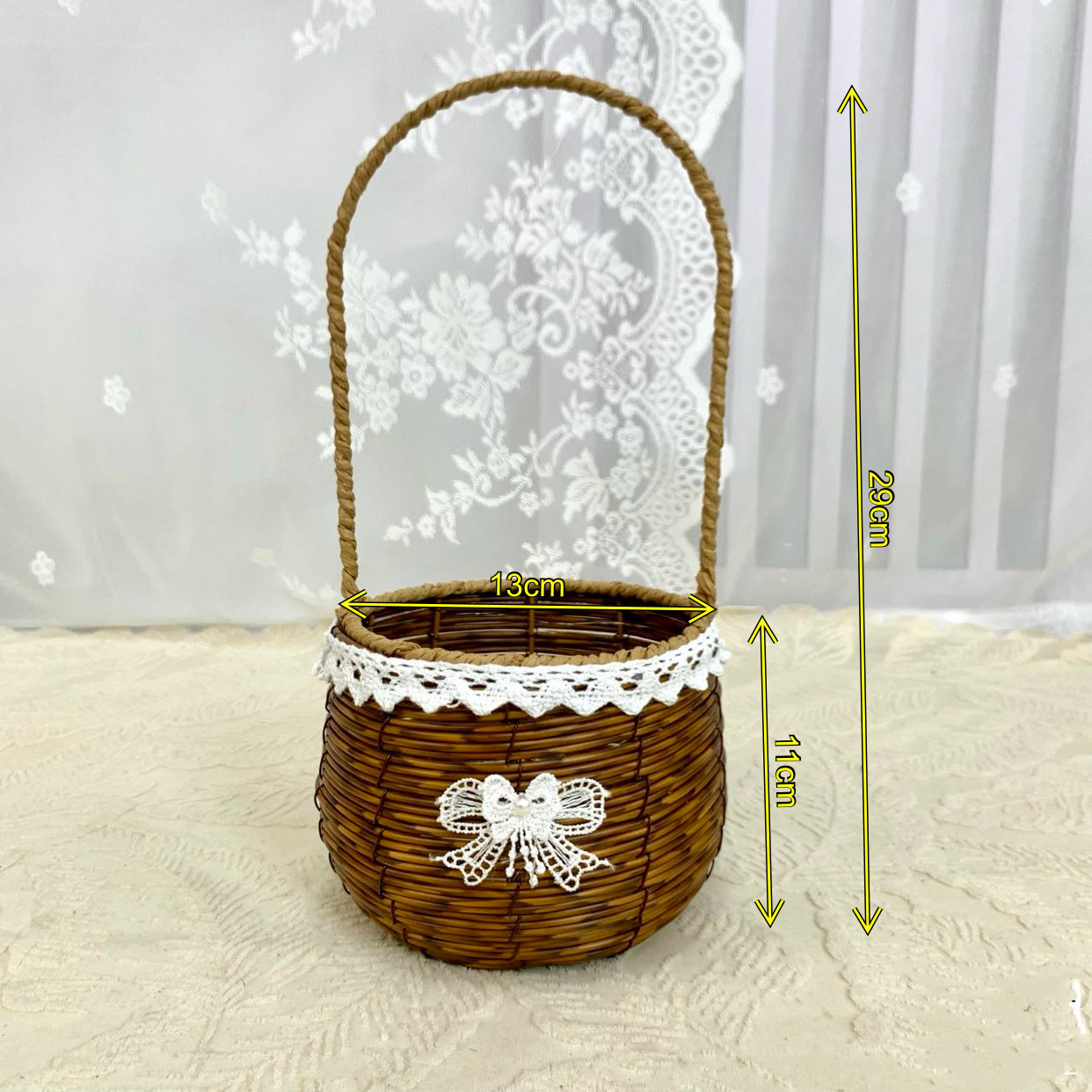 Imitación de mimbre arreglos florales portátiles tejidos a mano cestas de flores decoración sala de estar cestas pastorales con regalos empaquetando cestas de flores