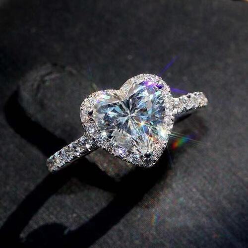 Live supply of high-end simulated moissanite open ring women's heart-shaped diamond ring women's adjustable ring gift