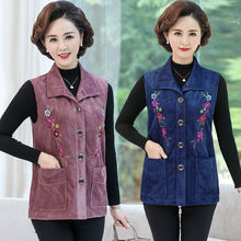 沙河中老年女装妈妈装马甲女春秋老年人坎肩女外穿奶奶灯芯绒马夹