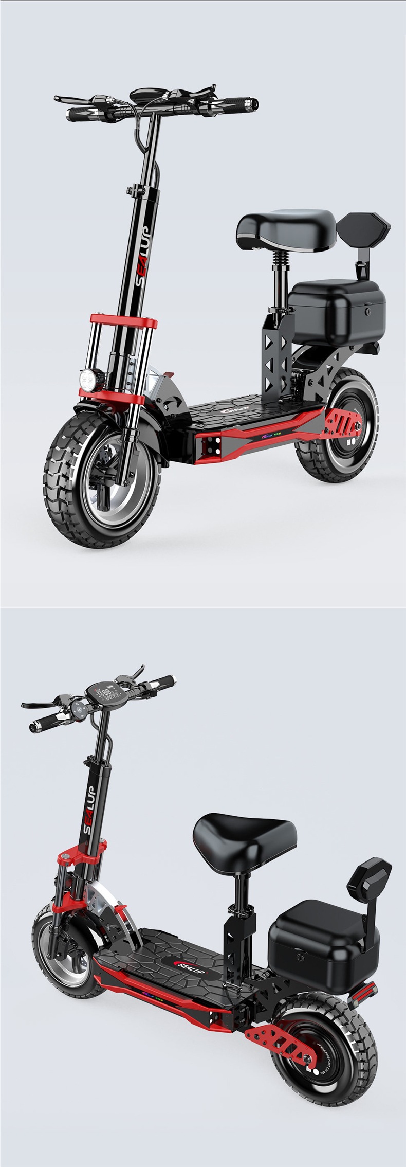 Hilop electric scooter for commuting to work, electric folding scooter with a trunk, off-road shock-absorbing small electric scooter