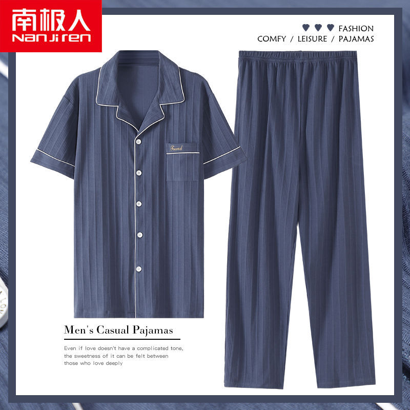 Pijama de algodón 100% de pareja pantalones de manga corta de primavera y verano para hombres ropa de algodón delgada para mujer de verano