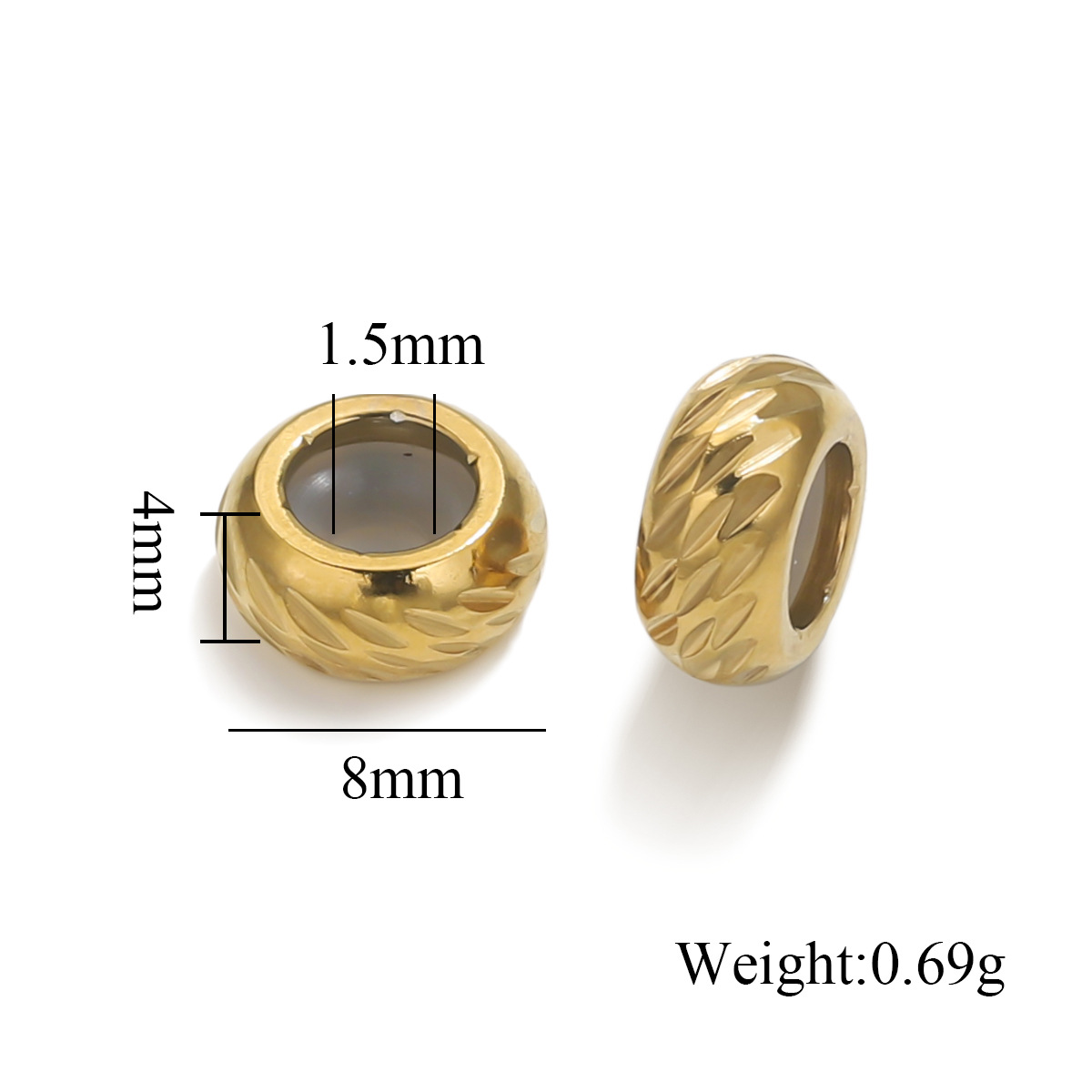 Acero inoxidable ajustable de silicona mano collar de cuentas sueltas joyas de pulsera de oro DIY color retainer joyas al por mayor