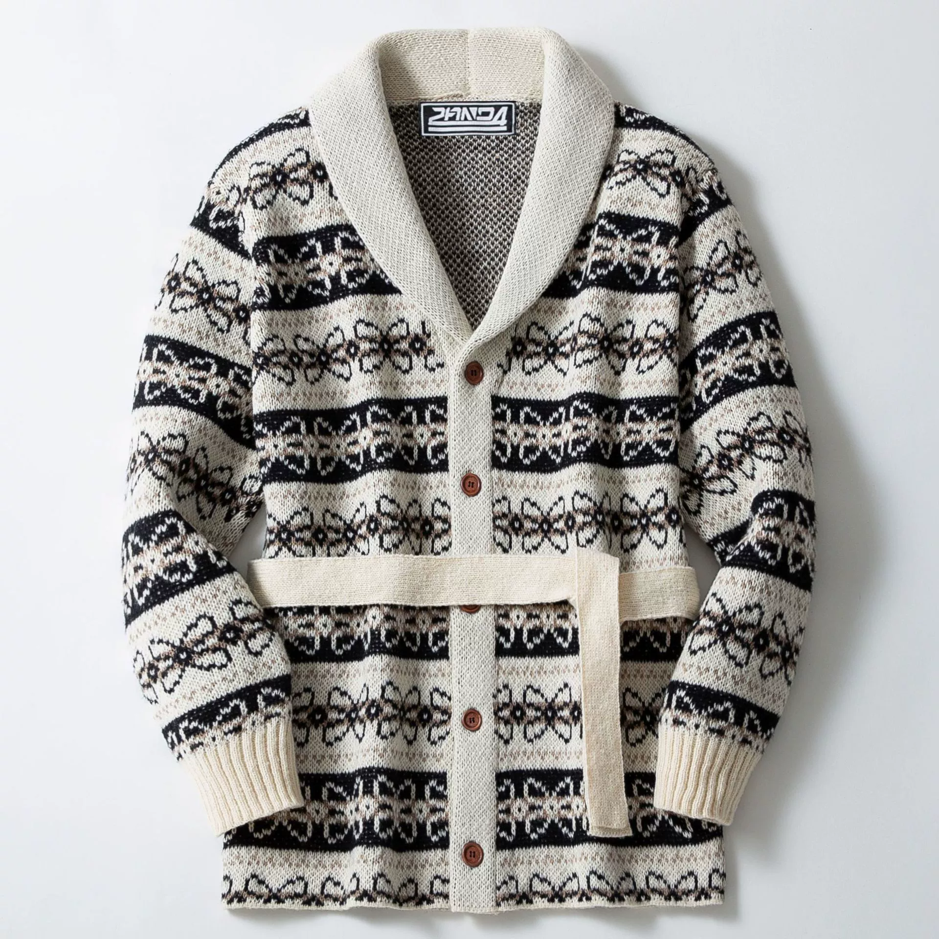 Внешняя торговля мужские осенние и зимние толстые жаккардовые свитера средний длинный пояс трикотажный кардиган SY0073