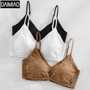 Spring New Style Lace French Underwear Women's Bra Without Rims to Push up Small Breasts with Sexy Fake Two-Piece Beautiful Back Wrap