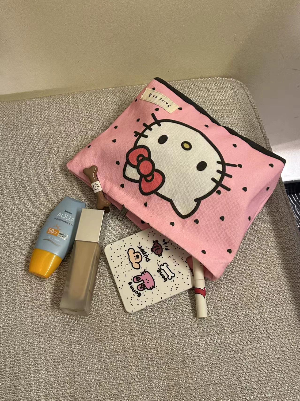 Хендхелд косметичка Hello Kitty, 25×19 см, вместительная пурпурная дорожная сумка–органайзер