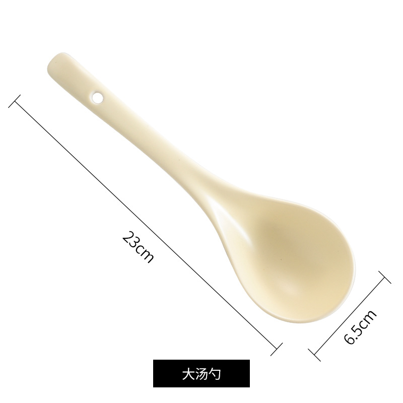 Juego de Vajilla de Cerámica Color Crema, Incluye Platos, Tazones y Cucharas