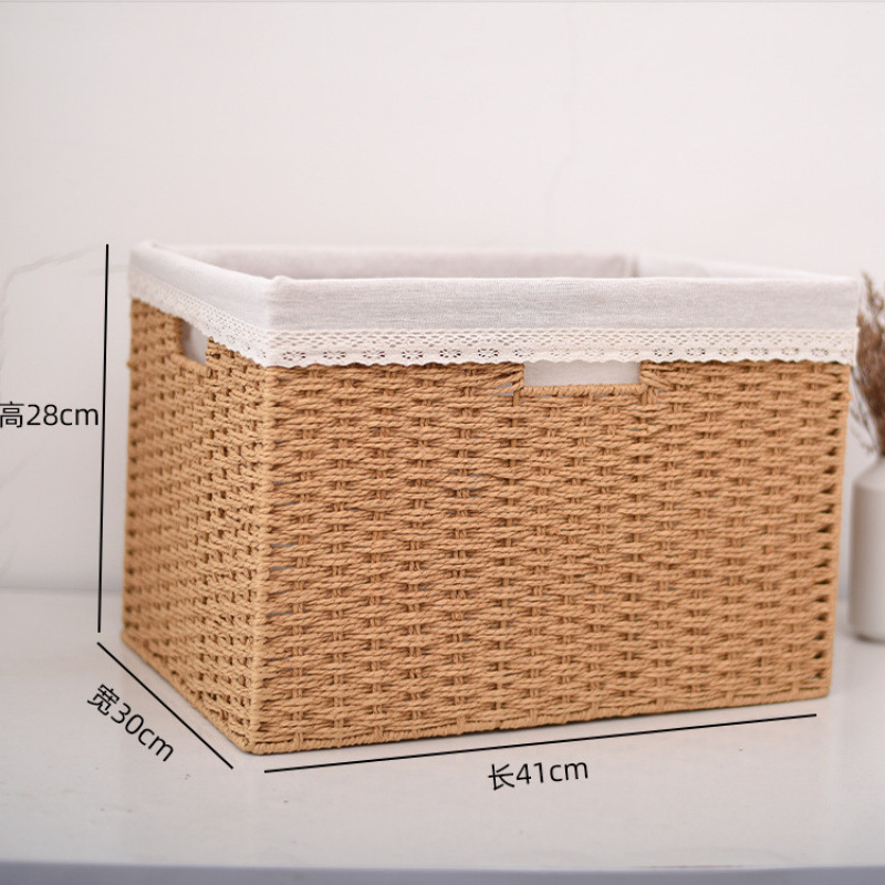 armario doméstico cajón caja de almacenamiento canasta de tela de caña snack juguetes caja de acabado de artículos canasta de tela image 19