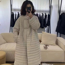 孔米秋冬新款羽绒服女盘扣中长款保暖轻薄过膝外套工厂直营