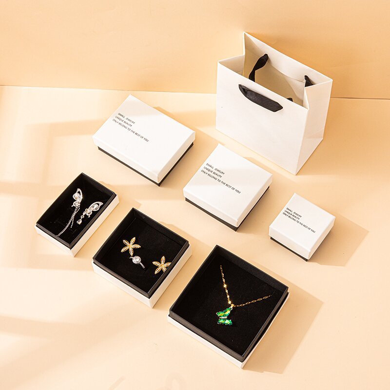 En stock blanco negro caliente negro joyería caja anillo Stud pendientes pulsera collar pendientes joyería embalaje caja tapa