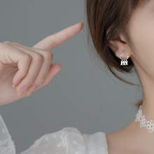 s925银韩版小清新鱼钩小鱼流苏耳钉可爱短款简约耳饰G4304