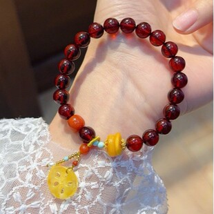 Natural Blood Purple Single Loop Bracelet Quality Blood Purple Bracelet with Natural Beeswax Lotus Root Turquoise Southern Red 925 Silver Ornaments