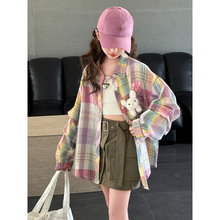 I 28453 Girls' plaid doll shirt Ůͯ������ż�����羳����