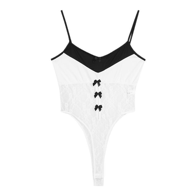 Chaleco de encaje de color contrastante, chaleco de mujer, arco delgado de verano, camisa de encaje apretada sexy image 6