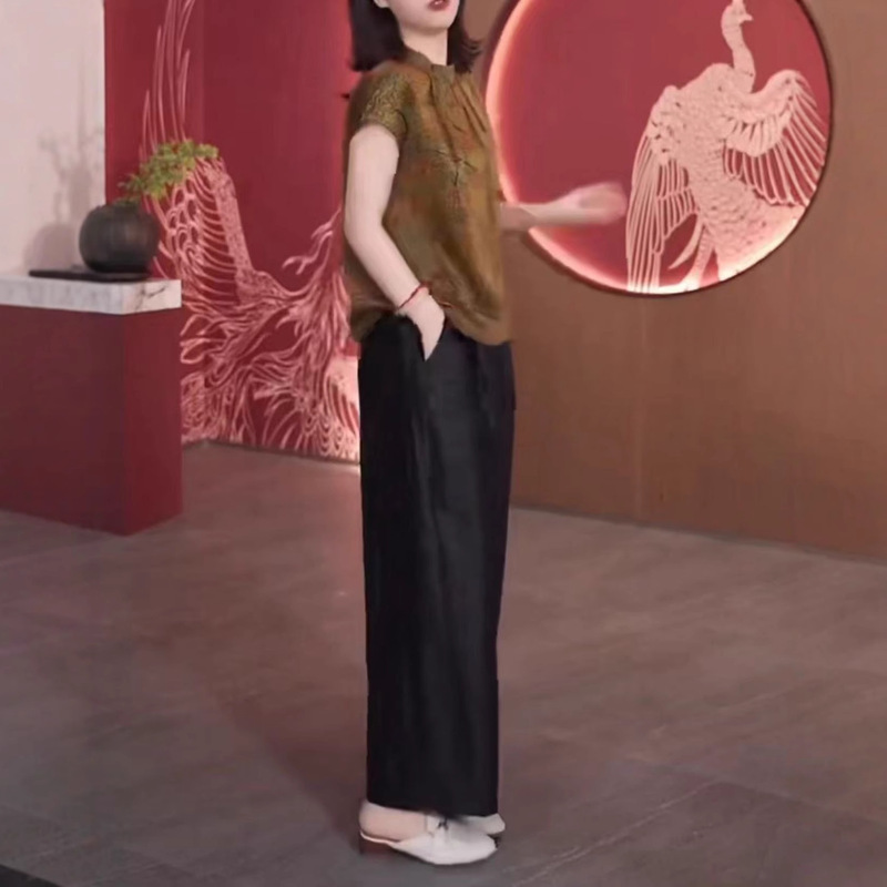 25877新大爱美依缘2025夏季新款复古宽松短袖上衣宽松休闲裤时尚|undefined