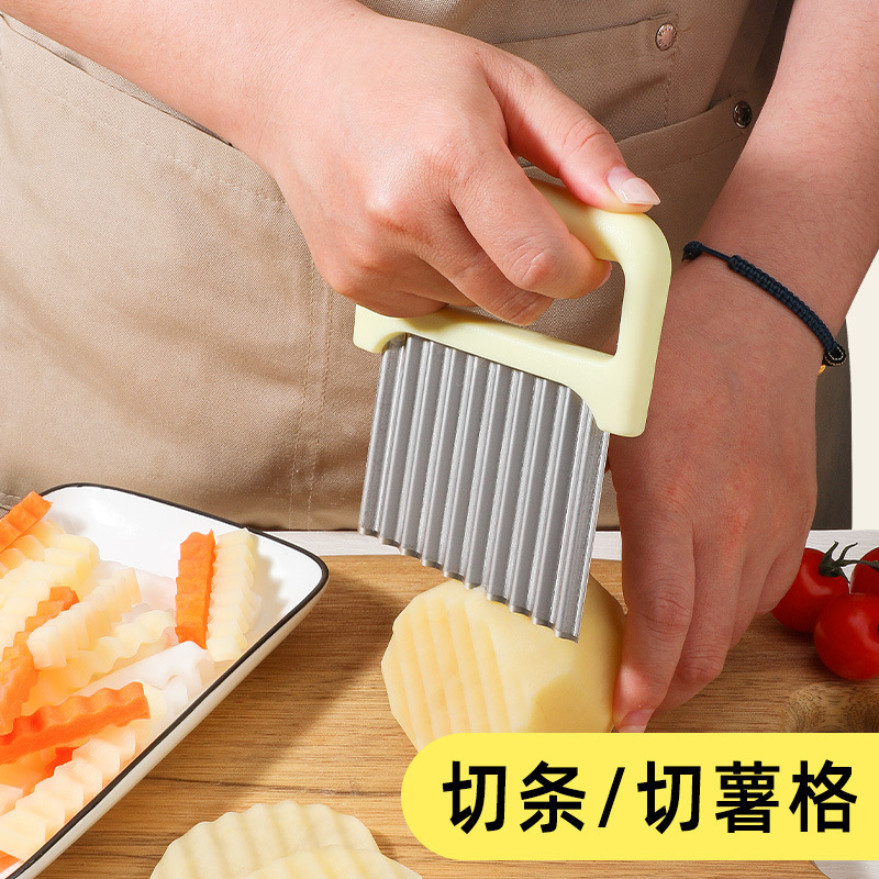 304 cuchillo ondulado de acero inoxidable cuchillo de patata de diente lobo cortador de patatas fritas domésticas cortador de verduras cortador de patatas comerciales cuchillo ondulado