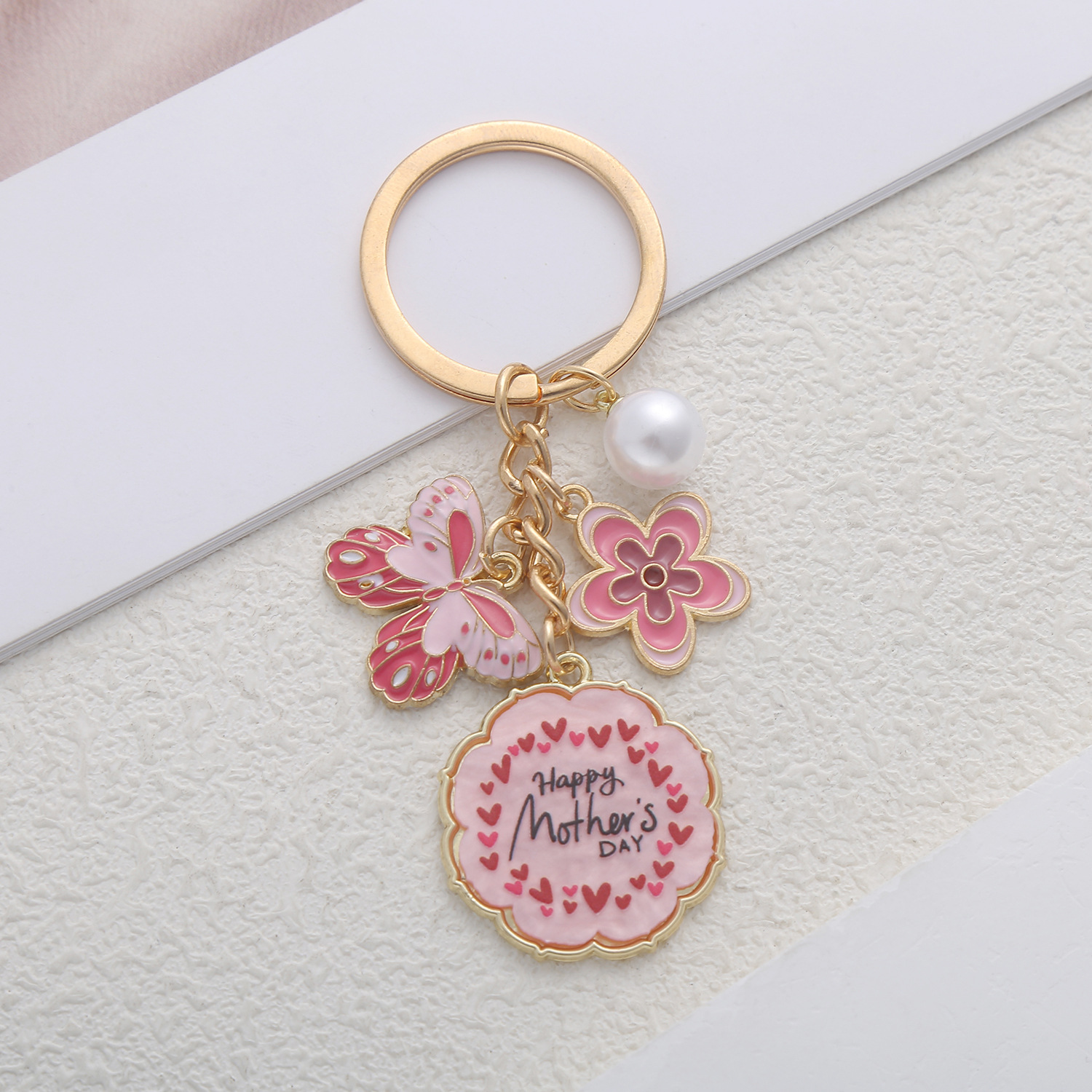 1 Piece Quantity 1 Piece Simple Style Classic Style Flower Butterfly Alloy Enamel Mother'S Day Bag Pendant Keychain