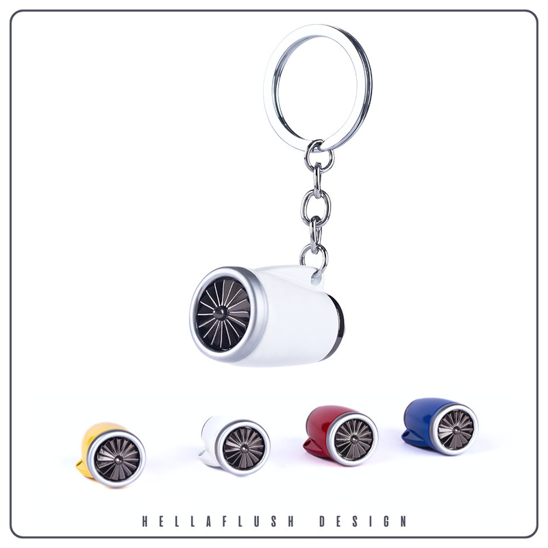 Military fans small gift aircraft turbofan engine keychain metal rotatable turbofan aircraft engine school bag pendant