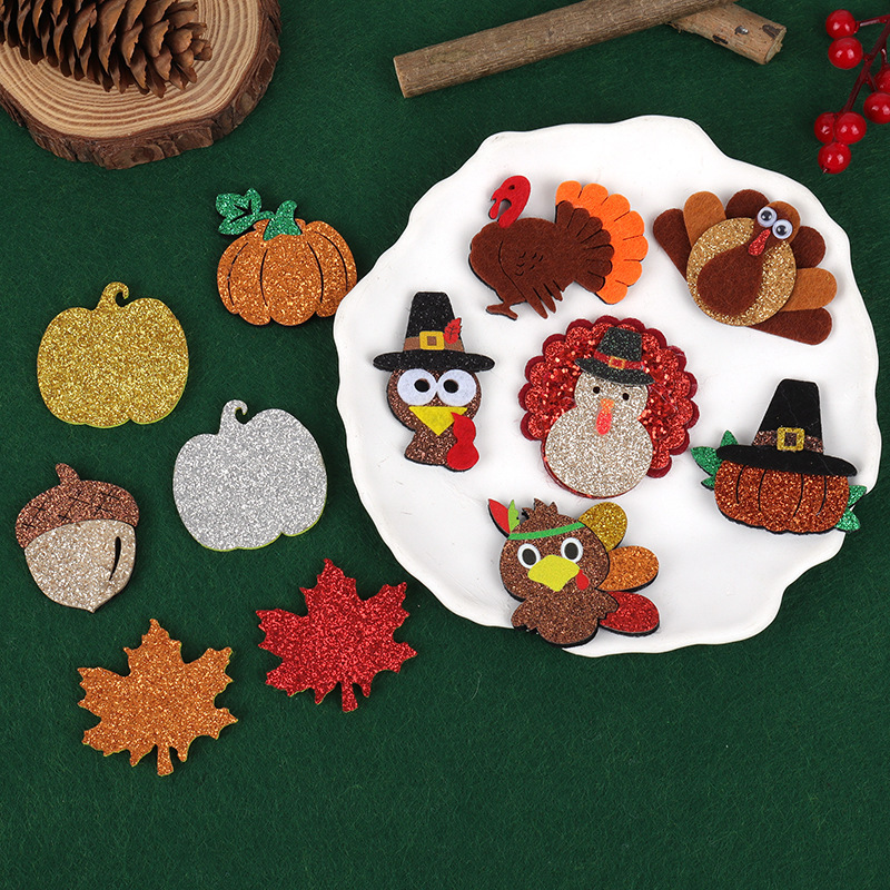 Harvest Festival Thanksgiving Turkey Pumpkin Maple Leaf Accessories DIY Handmade Headwear Decorations Clothes and Hats Refrigerator Magnet Materials