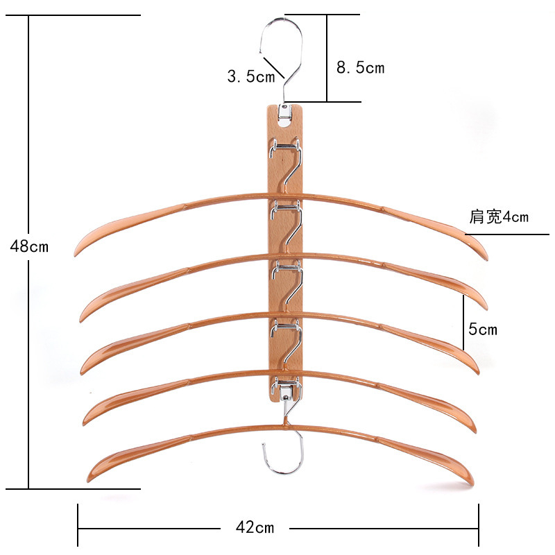 厂家直供多功能宽肩防滑实木衣架多层折叠木制衣挂衣撑收纳神器