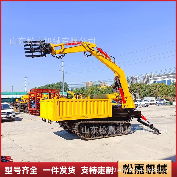 Vehículo de transporte de orugas agrícolas agarrando máquina de madera agarrando todo terreno tigre trepador orugas hidráulica autocarga agarrando máquina integrada