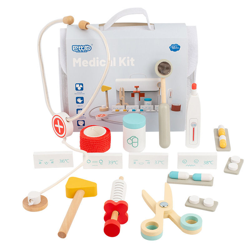 Juego de simulación de médico y dentista de madera para niños, con estetoscopio, para juego de rol transfronterizo, regalo para niñas image 21