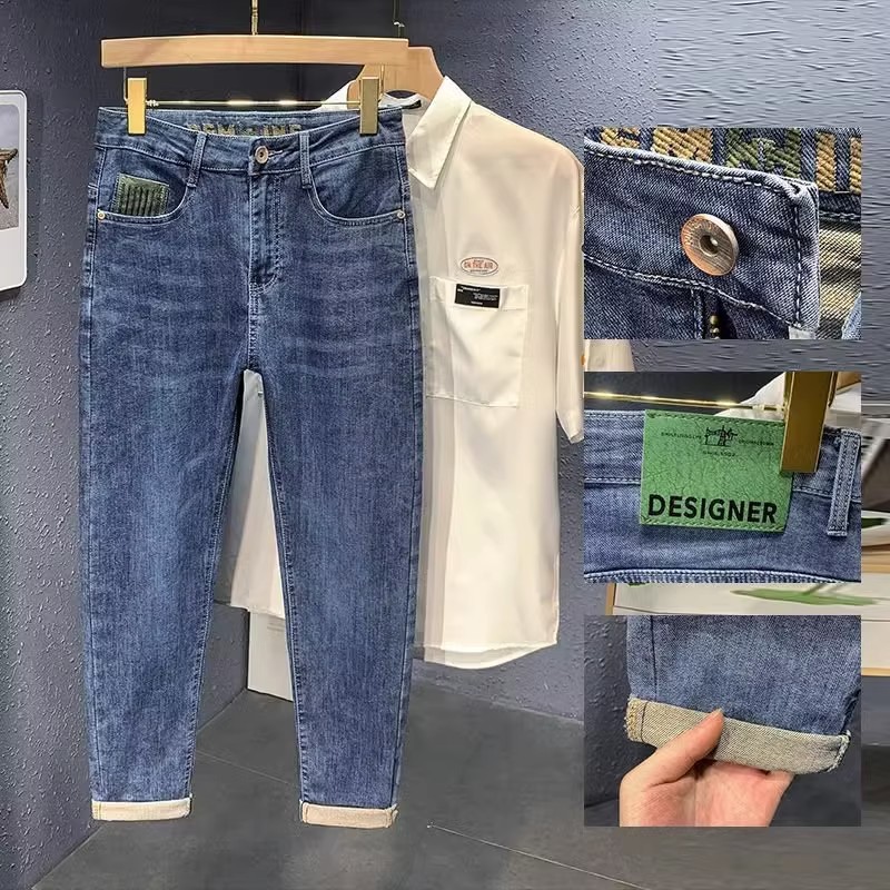 Jeans new autumn elastic slim fit straight trendy brand versatile casual men's small leg long pants trend_vogarts.com