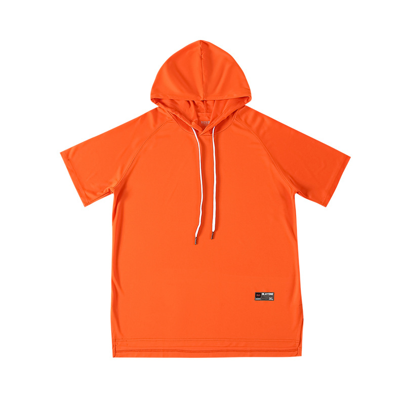 Camiseta con capucha de los hombres de manga corta color sólido Deportes de verano moda Ins con capucha hip hop media manga camiseta de moda Marca Ropa de hombre