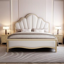 美式輕奢實木床1.8米1.5米現代簡約法式雙人床輕奢公主床高箱婚床