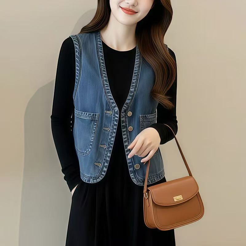 2026 Plus Size Denim Vest for Women, New Spring/Summer Casual Short Style, Stylish and Versatile Slimming Top for Petite Figures