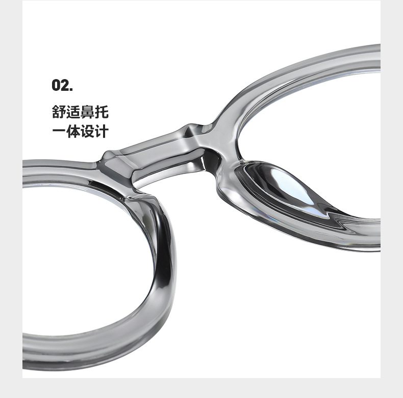 冷茶复古眼镜厚实插芯CP仿板材眼镜框装饰经典平光镜韩版黑框2090详情7