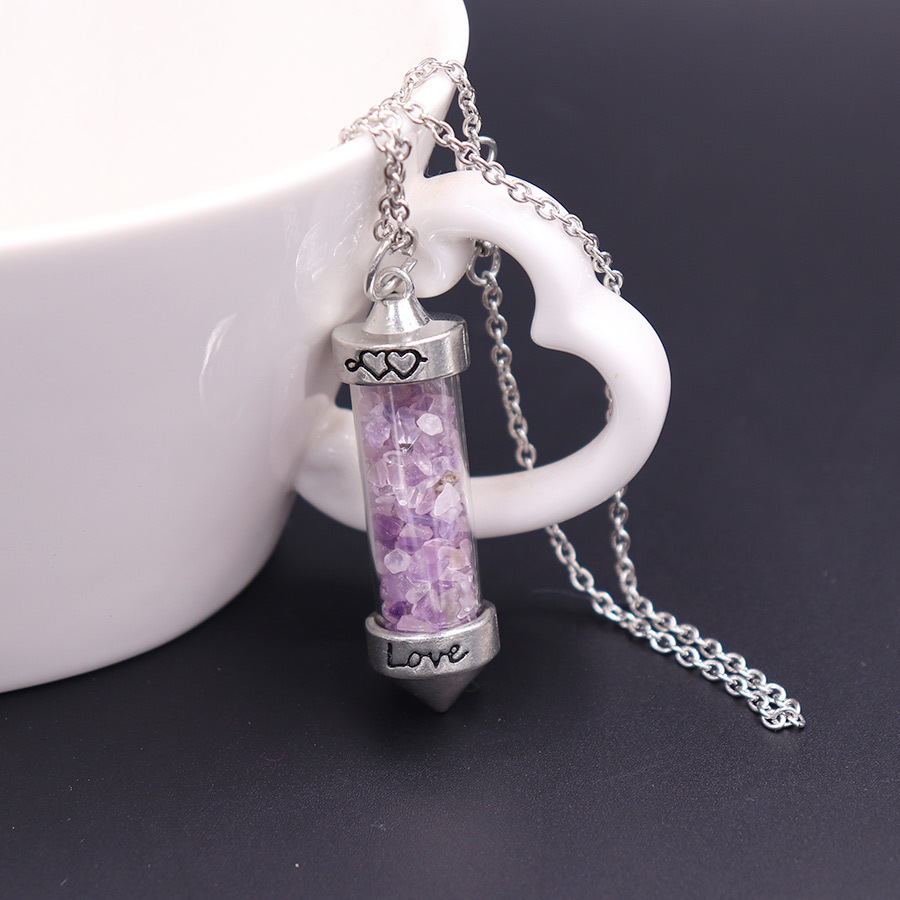 Nuevo collar largo de cristal con doble punta cónica y piedras trituradas, estilo corazón, amor, pareja, cadena para suéter, venta al por mayor image 19