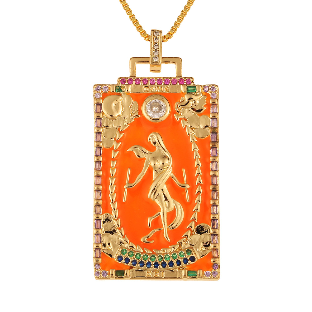 Fashion New Oil Drop Tarot Pendant Copper Zircon Necklace Wholesale Nihaojewelry display picture 8