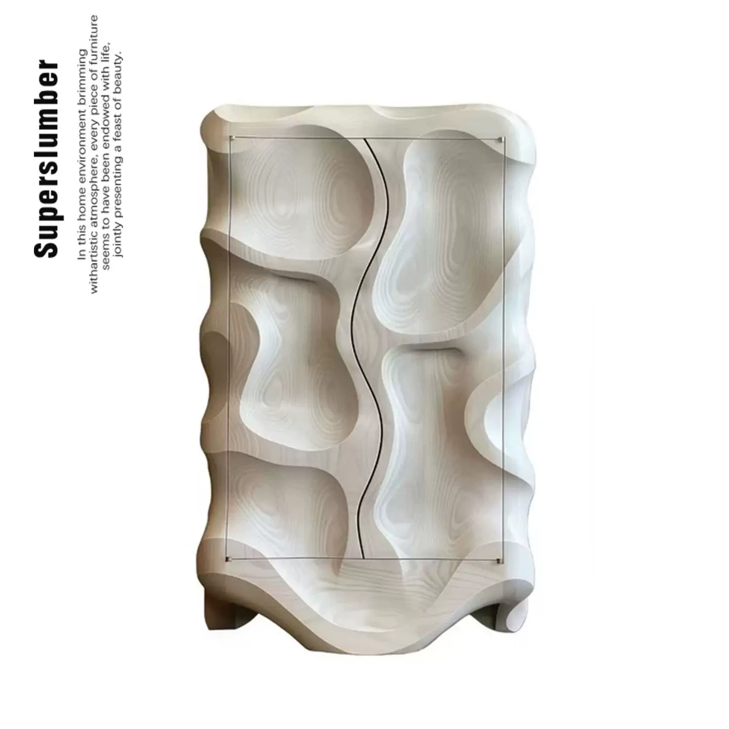 意式轻奢波浪纹收纳储物柜别墅家用高级玄关柜异形实木雕刻首饰柜