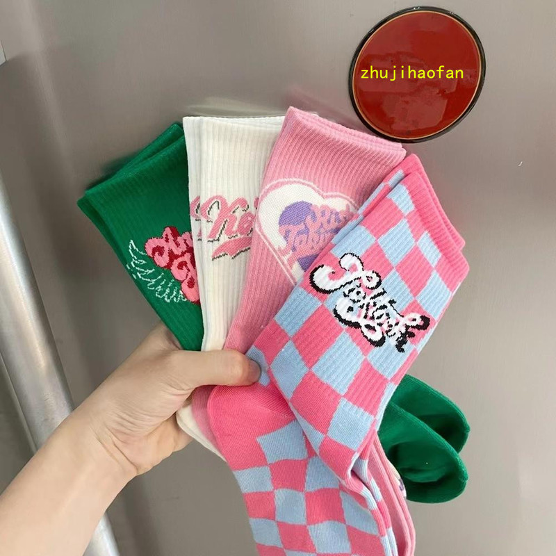 American Style Retro Socks Women's Korean Style Spring and Summer Long Cotton Women's Middle Tube Outer Wear Internet Popular All-Match Street Ins Trendy High Tube