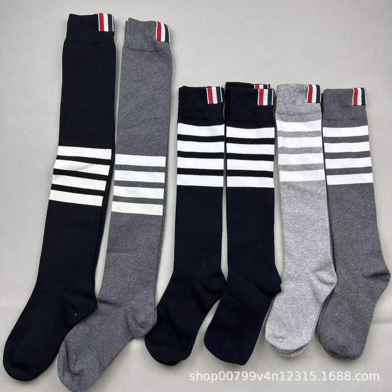 Calf-Length Knee Socks Tb Four-Stripe Ab Version Japanese Cotton Socks Campus Style Fashion Outerwear Long Socks Women Trendy Socks Casual