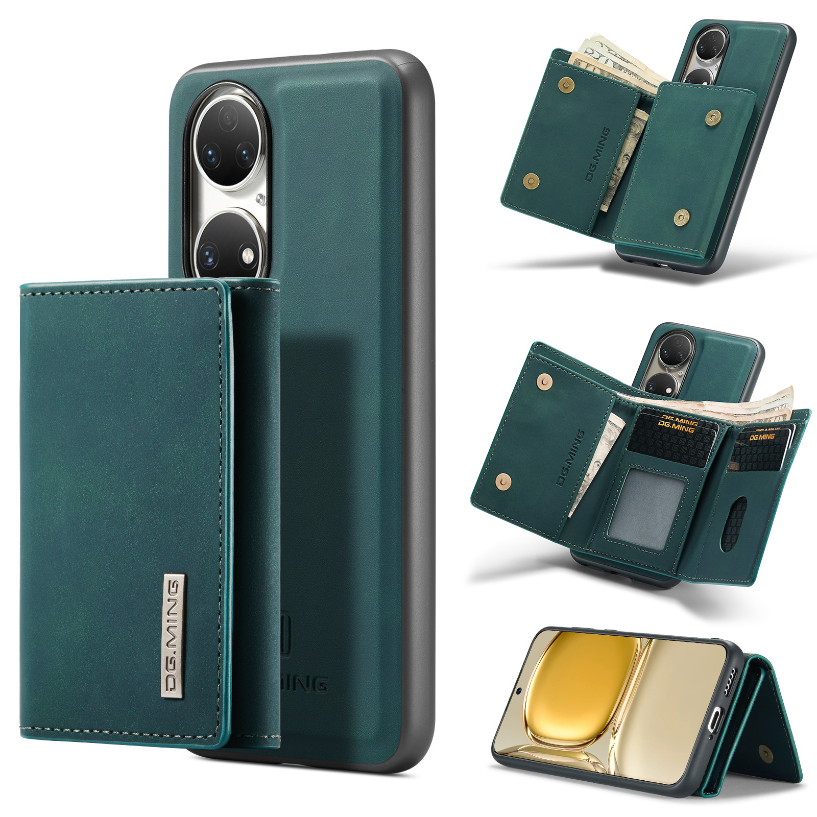 Custodia protettiva in pelle con portafoglio magnetico a ventosa serie M1 per Huawei P50 P50 Pro 2 in 1 custodia per telefono con portafoglio diviso_voghion.com