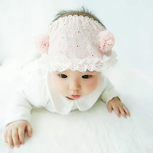 婴儿囟门帽子女宝宝夏季薄款空顶蕾丝公主帽新生儿护脑门花朵胎帽