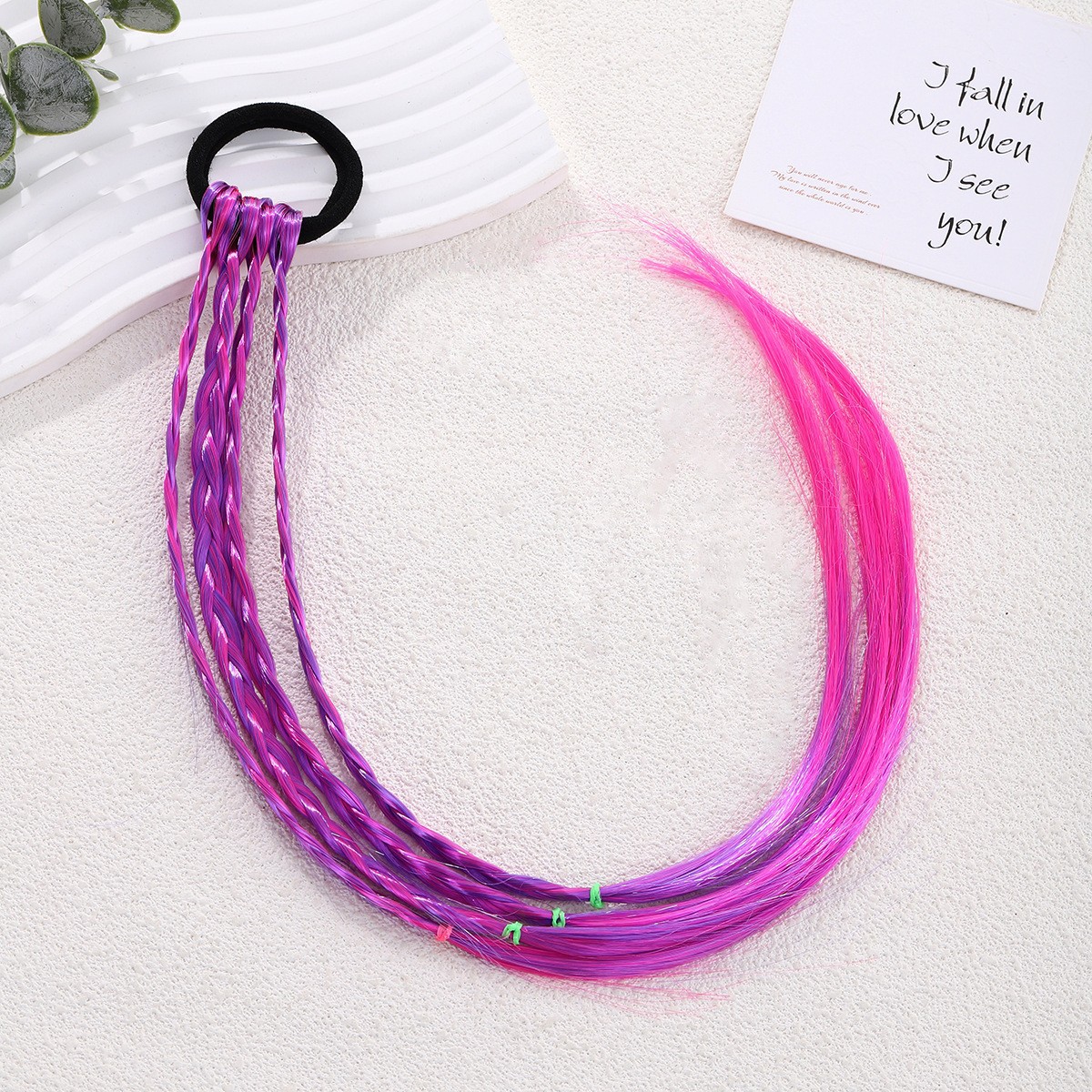Niños Kullomi pelucas trenzas niñas trenzas torcidas anillo de cabello arco correa niñas boxeo trenzas cuerdas para el cabello adornamiento