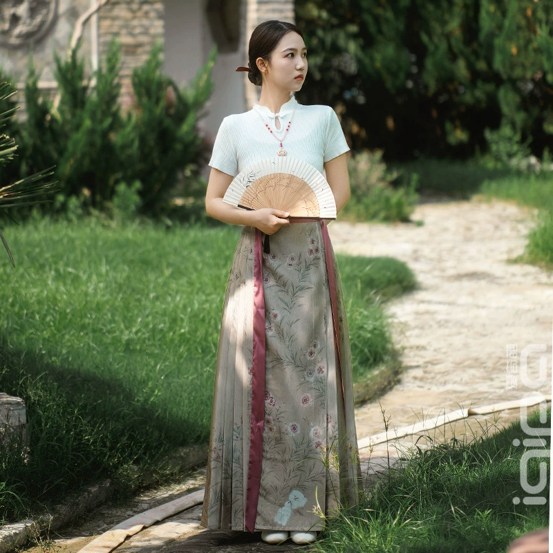 [Обрезка осени] Китайский стиль новая китайская юбка с конским лицом юбка 2024 новый стиль