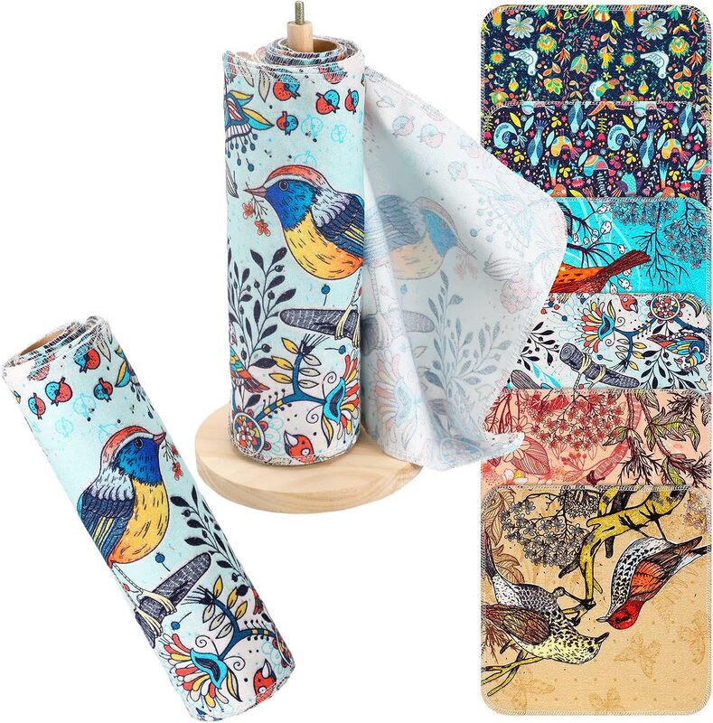 in stock Pattern Printed Bamboo Fiber Cotton Kitchen Paperless Paper Towels Reuasble