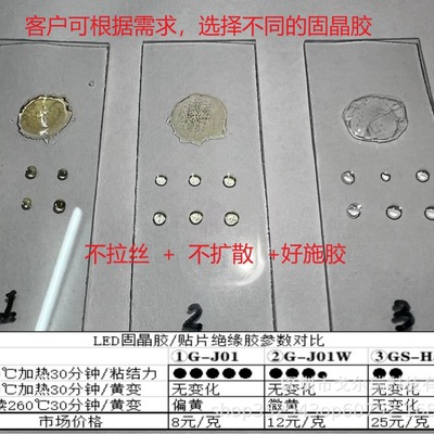 LED固晶胶贴片绝缘胶/低光衰+高粘接力+不扩散+不拉丝/G-J01W升级|ms