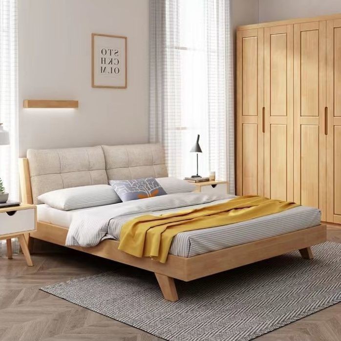 欧式实木床现代简约原木主卧1.8米日式单双人床民宿酒店赠床垫