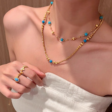 绿松石满天星串珠项链配饰女款轻奢小众锁骨链高级感叠戴颈链饰品