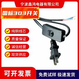 供应1.5米国标二插303线上开关线 欧洲台灯 灯具灯头线电源线