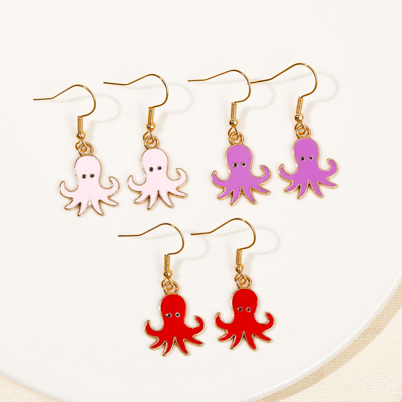 Cute Octopus Alloy Enamel Plating Women's Drop Earrings 1 Pair display picture 4