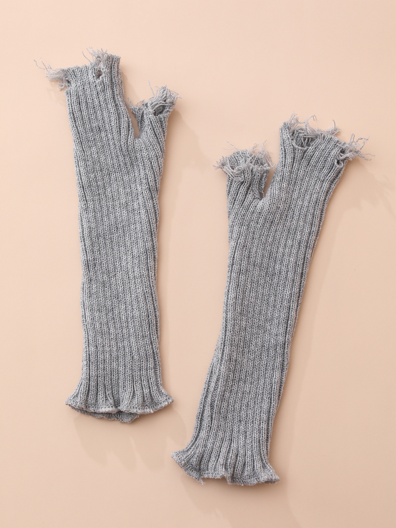 Otoño e Invierno nueva moda personalizada rasgado de punto guantes medio dedo