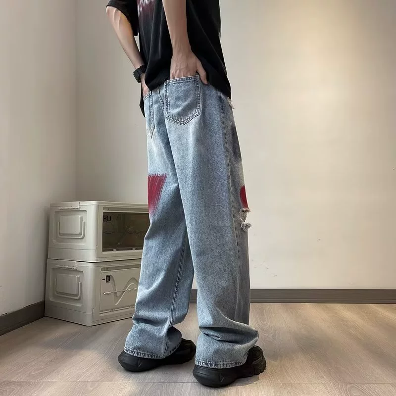 Джинсы летние Tide, модные брюки, свободный прямой крой